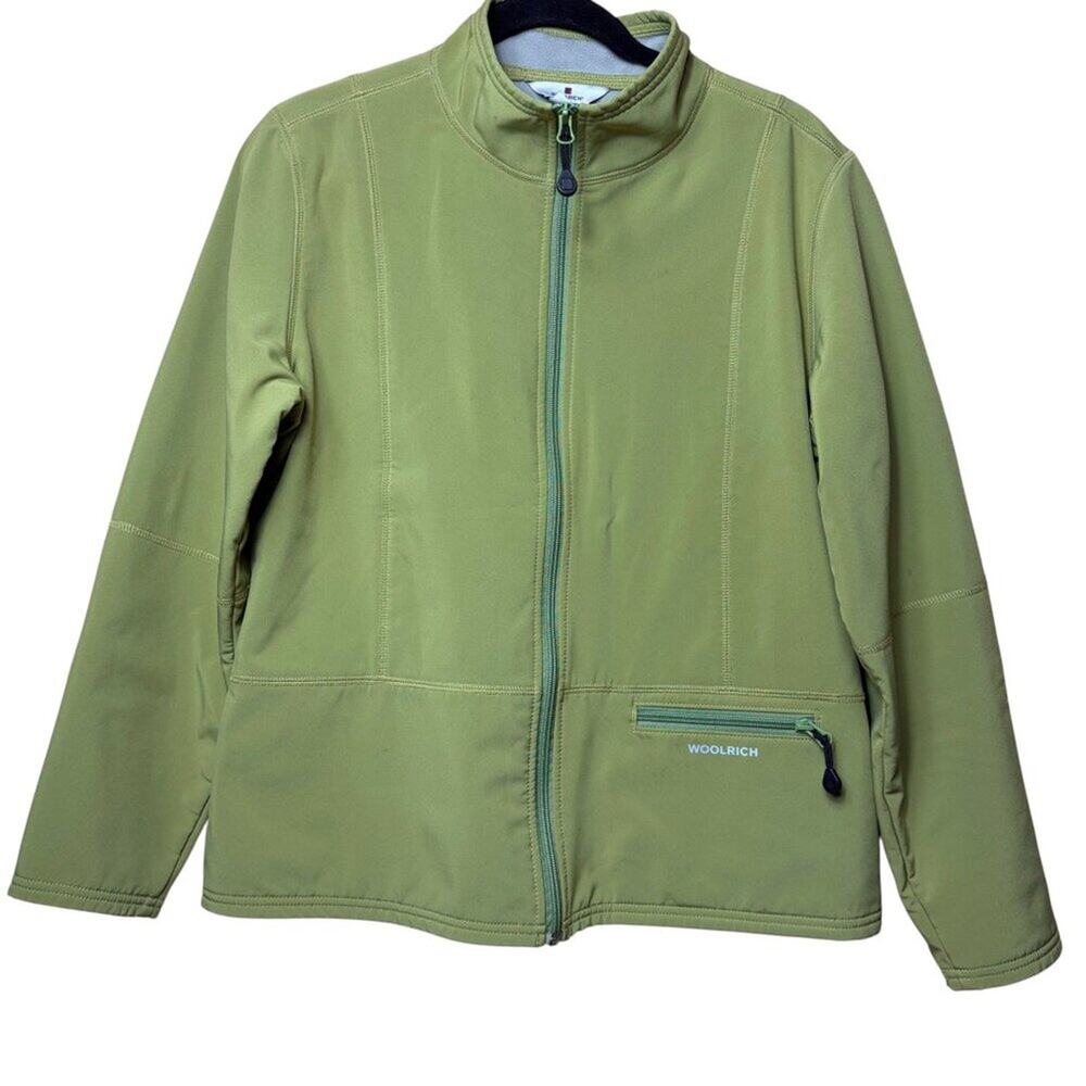 Woolrich Zip Up Aloe Green Lightweight Softshell Jacket - Size Large
